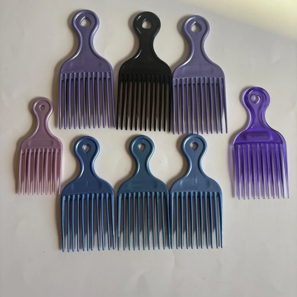 VTG Conair Hair Pick Set 8PC Lot Blue Glitter Purple Black Pro Styling Lift Comb
